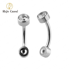 2021 New Fashion ASTM F136 Titanium Internally Threaded CZ stone Belly Button Ring DIY custom end